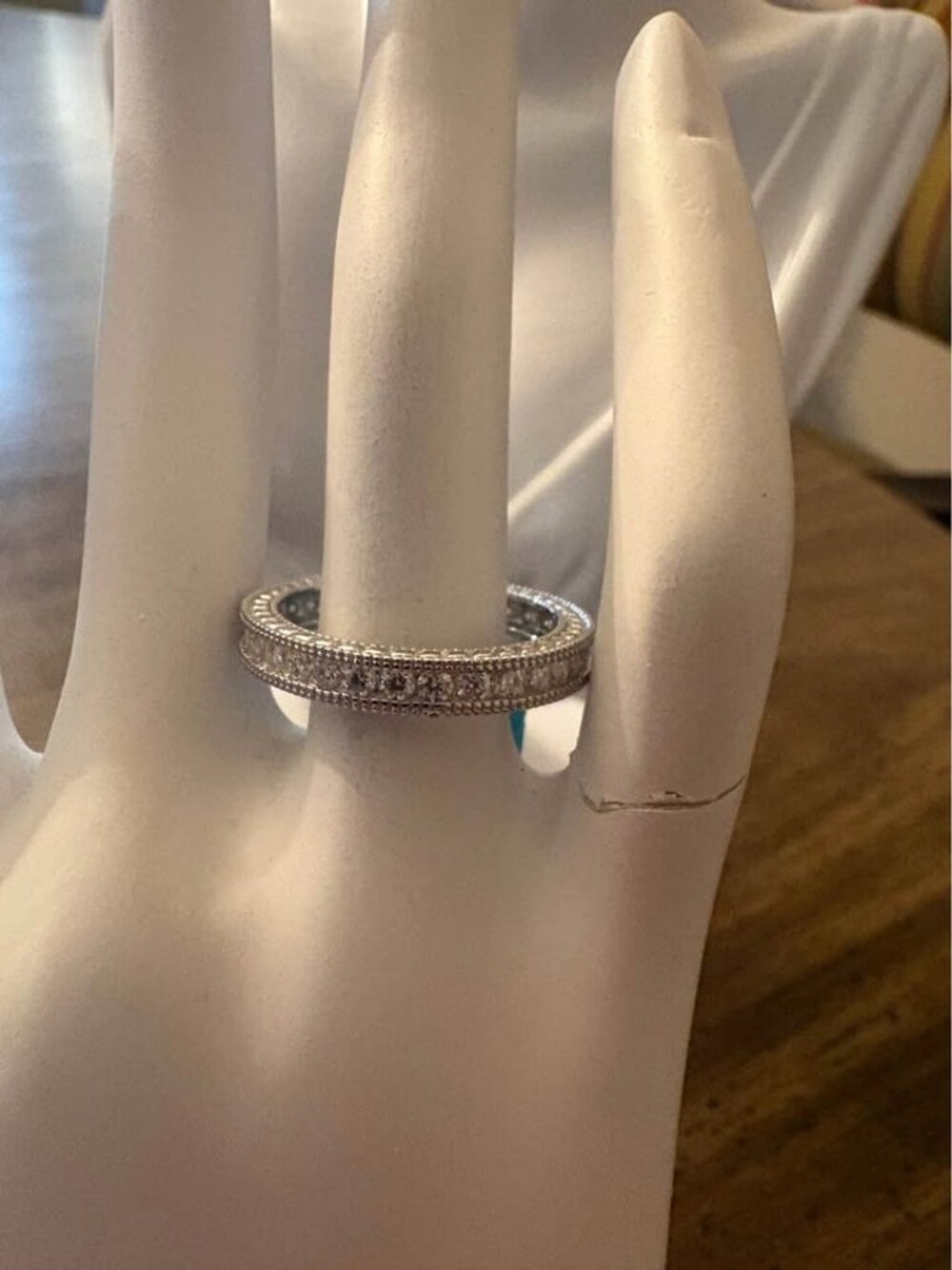 925 Sterling Silver Moissanite Eternity Band Size 8
